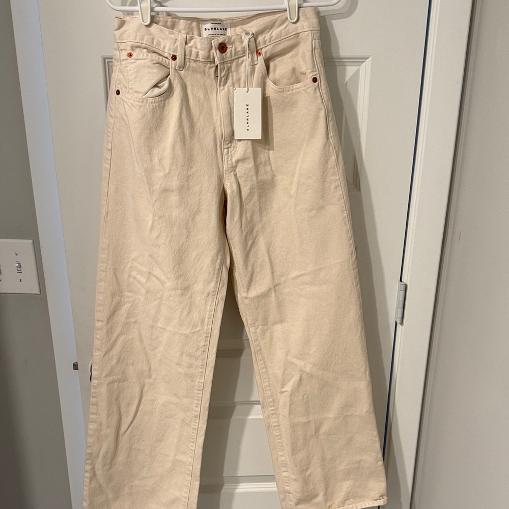 SLVRLAKE Off-White Denim Pants Jeans Wide leg Denim 29 women’s ivory cream GRACE